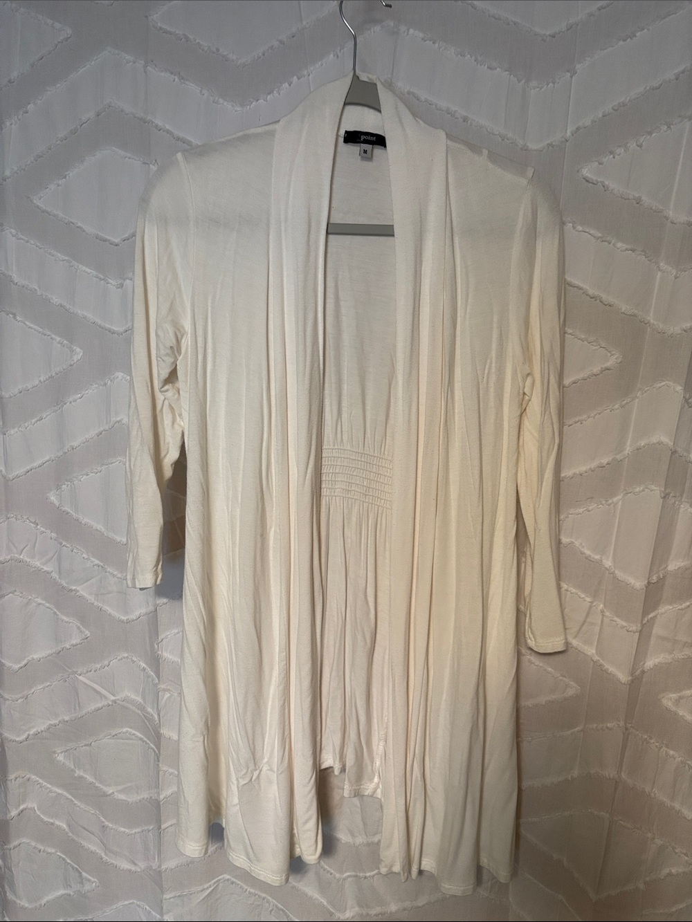 White Open Front Cardigan - Lightweight Draped Style